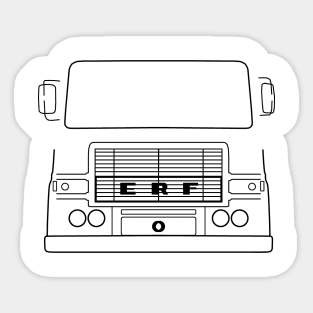 ERF A series classic truck outline graphic with mirrors (black) Sticker